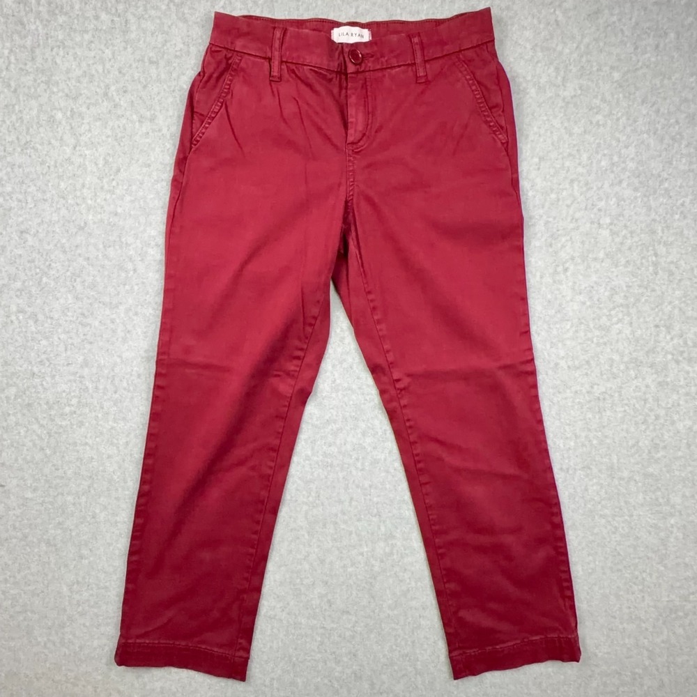 Lila Ryan Ankle Pants Womens 2 Tibetan Red Flat Front Straight Leg Stretch